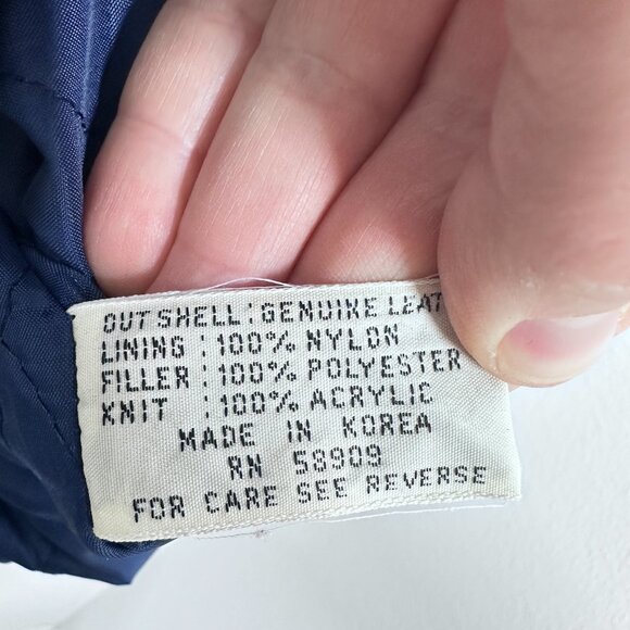 Green & Blue Suede Leather Bomber Jacket 80s Vintage Copper Key Size Medium - Picture 3 of 12